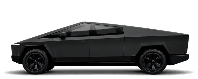 Illustration of a 2026 Tesla Cybertruck, black