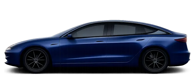 Illustration of a blue Tesla Model 3