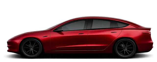 Illustration of a red 2025 Tesla Model 3