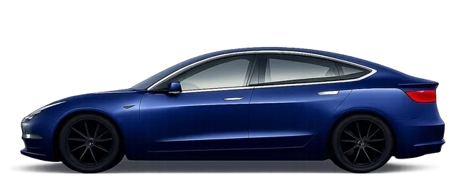Illustration of a blue 2020 Tesla Model 3