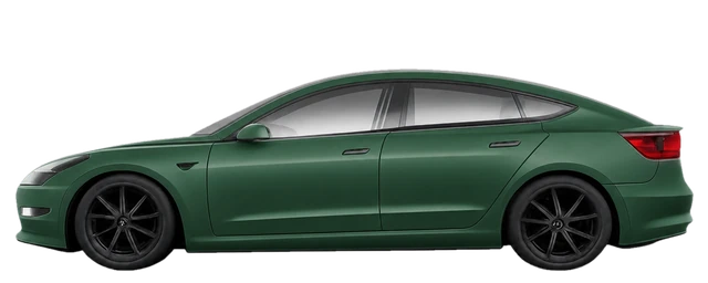Illustration of a green 2020 Tesla Model 3