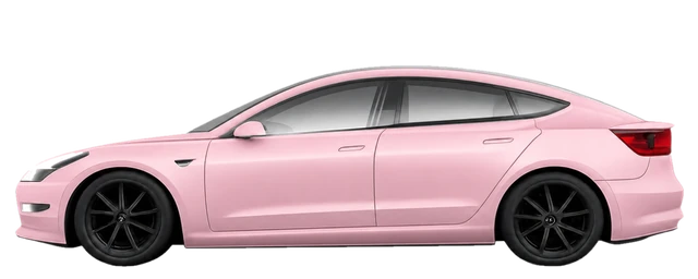 Illustration of a pink 2020 Tesla Model 3
