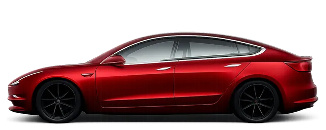 Illustration of a red 2020 Tesla Model 3