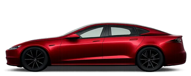 Illustration of a red 2016 Tesla Model S