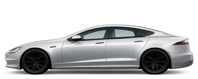 Illustration of a silver 2025 Tesla Model S