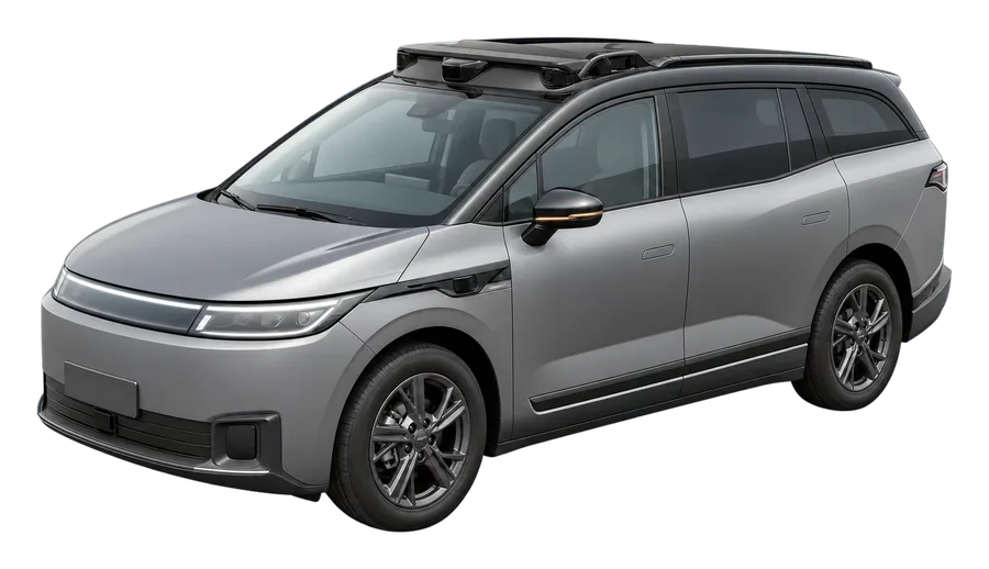 Illustration of the Apollo Go RT6 in grey with a black roof