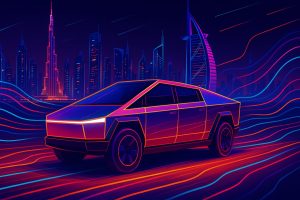 Cybertruck on the road in Dubai