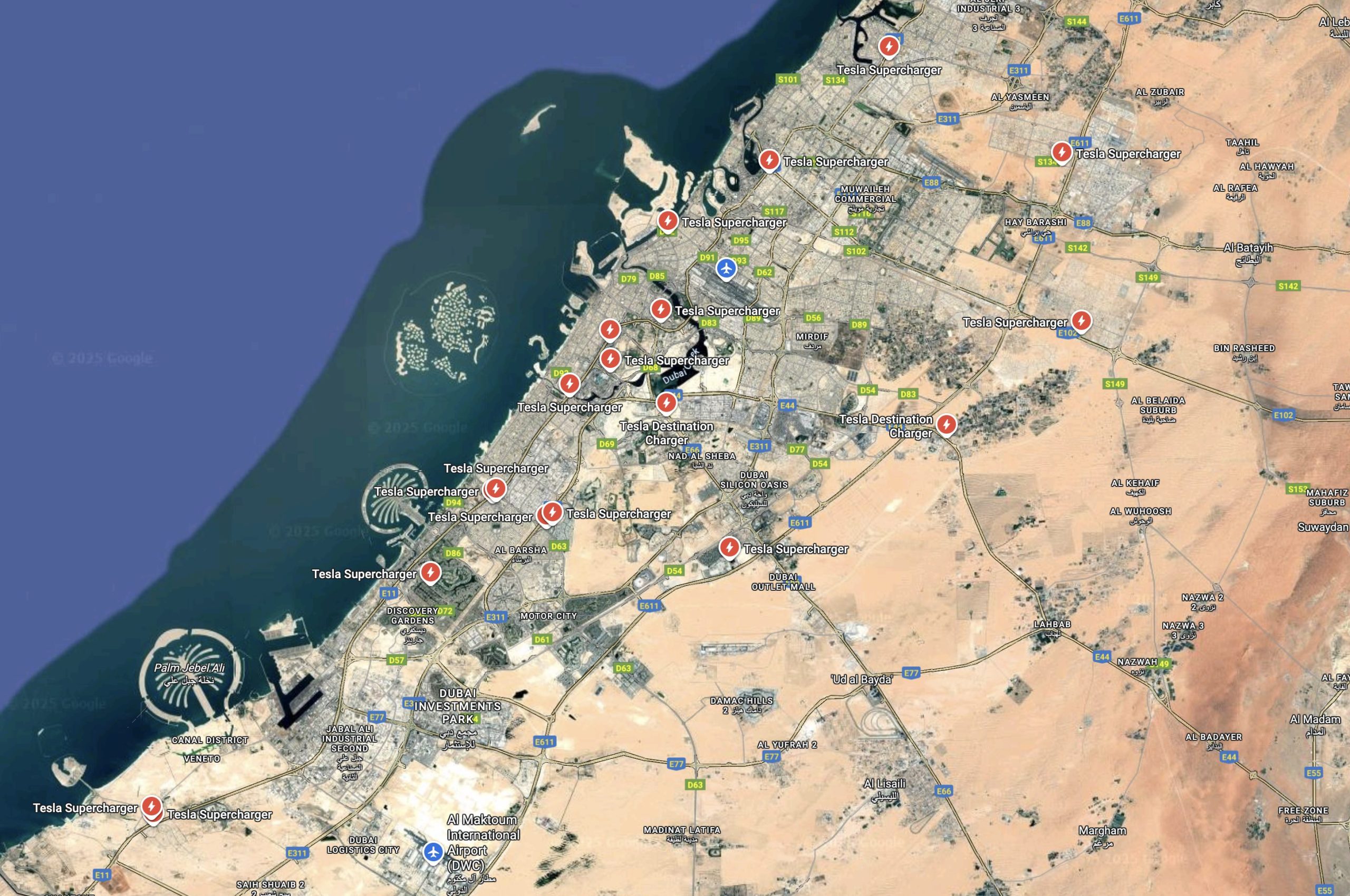 Dubai Tesla Supercharger Network