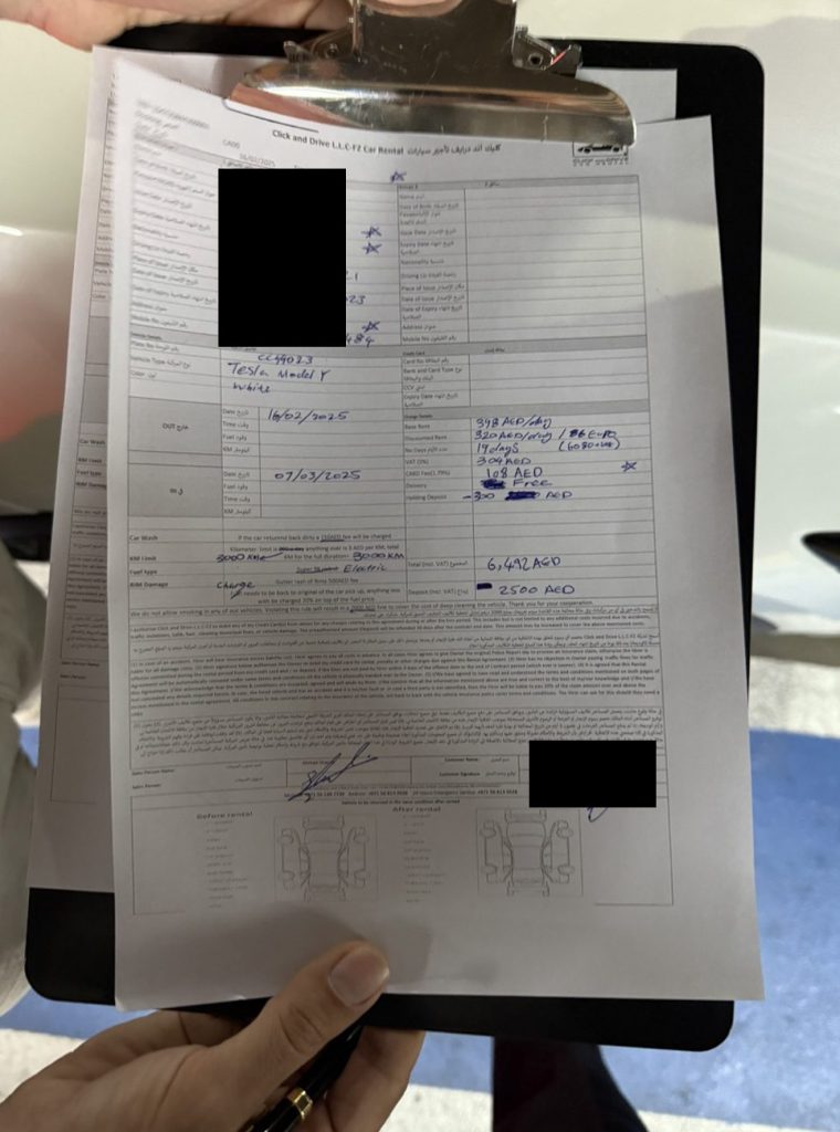 Tesla Rent Agreement Dubai Paper Contract