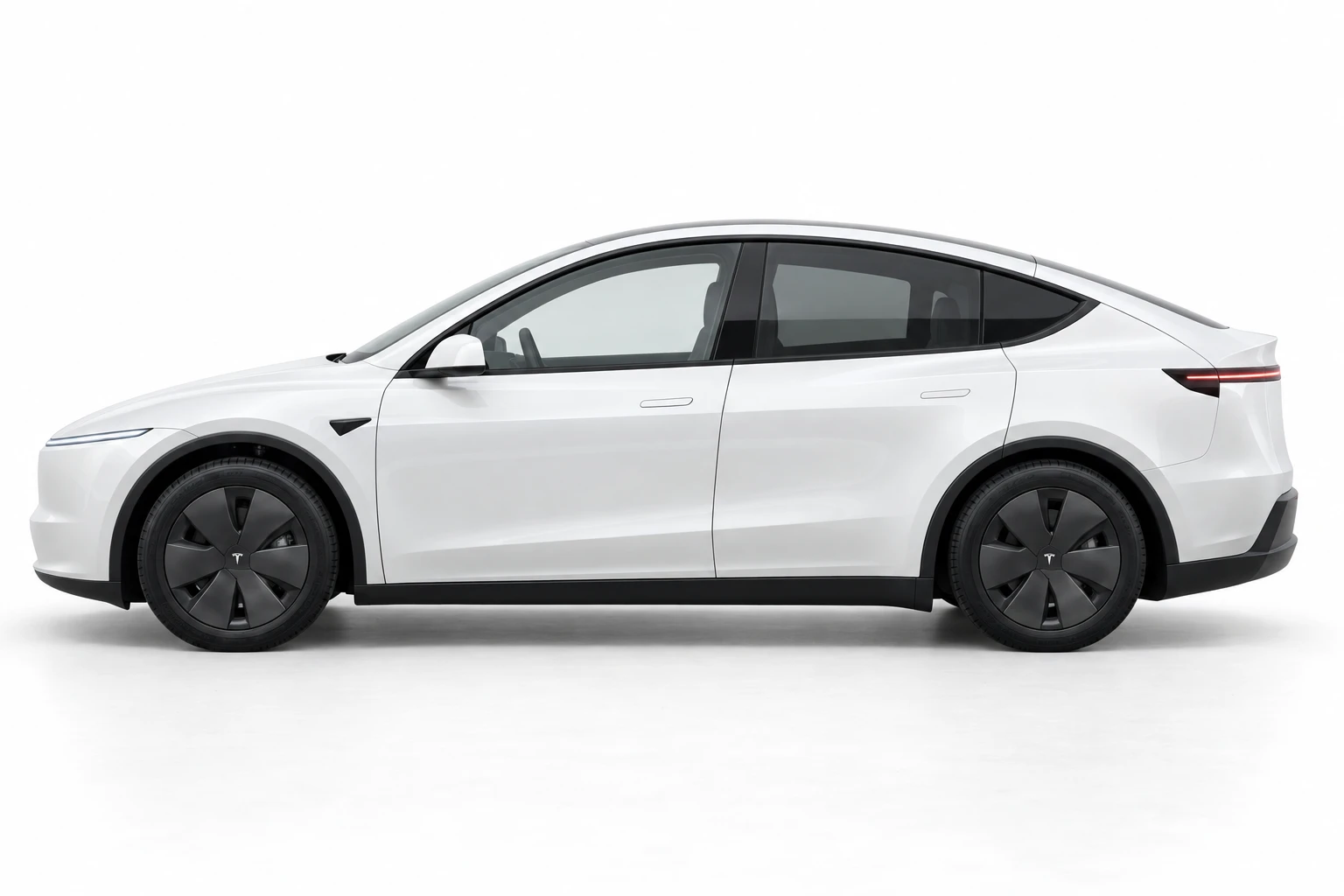 Juniper Tesla Model Y - Pearl White - 19-inch Gemini wheels - side profile view